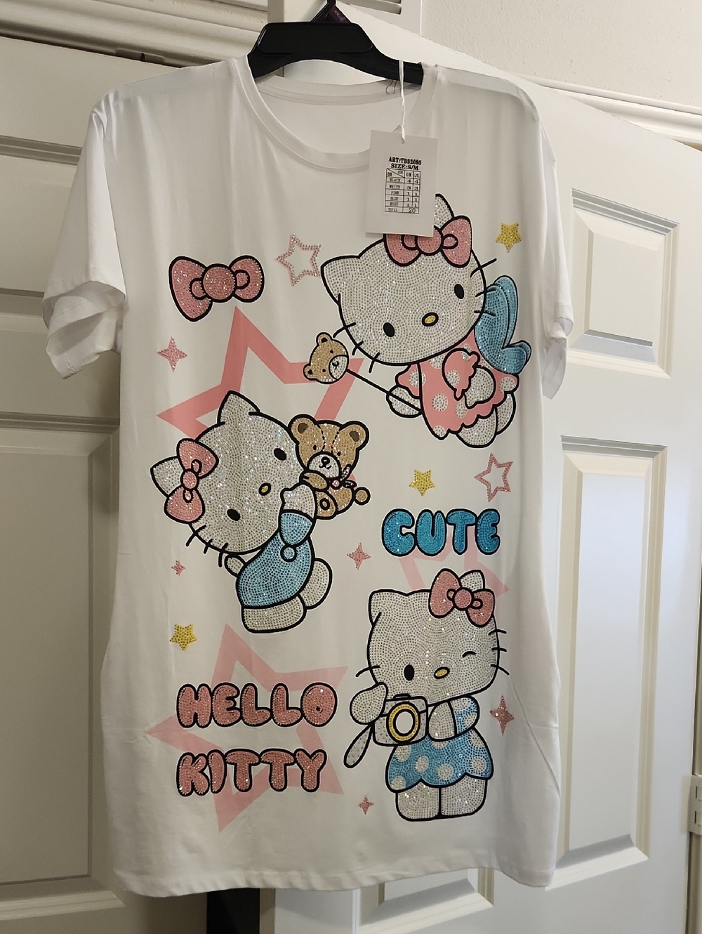 NWT Hello Kitty  Oversized  Rhinestone Graphic Tee  Coquette Style